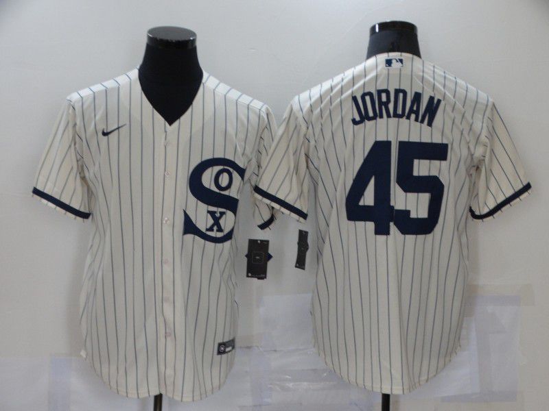 Men Chicago White Sox #45 Jordan Cream stripe Dream version Game Nike 2021 MLB Jerseys->chicago white sox->MLB Jersey